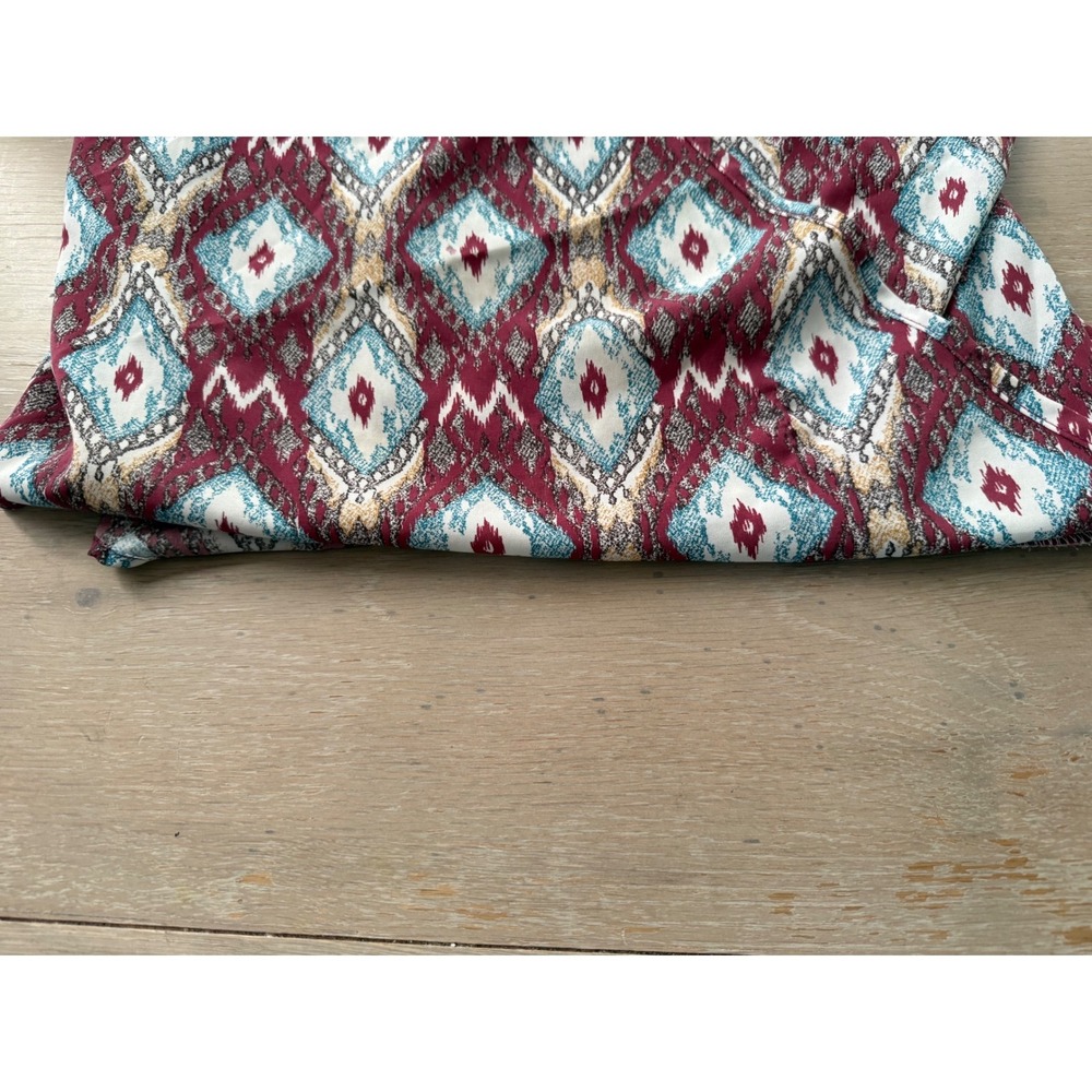 Olive Tree Womens Ikat Diamond Geometric Camisole Top Burgundy Teal Boho Small - Picture 6 of 9